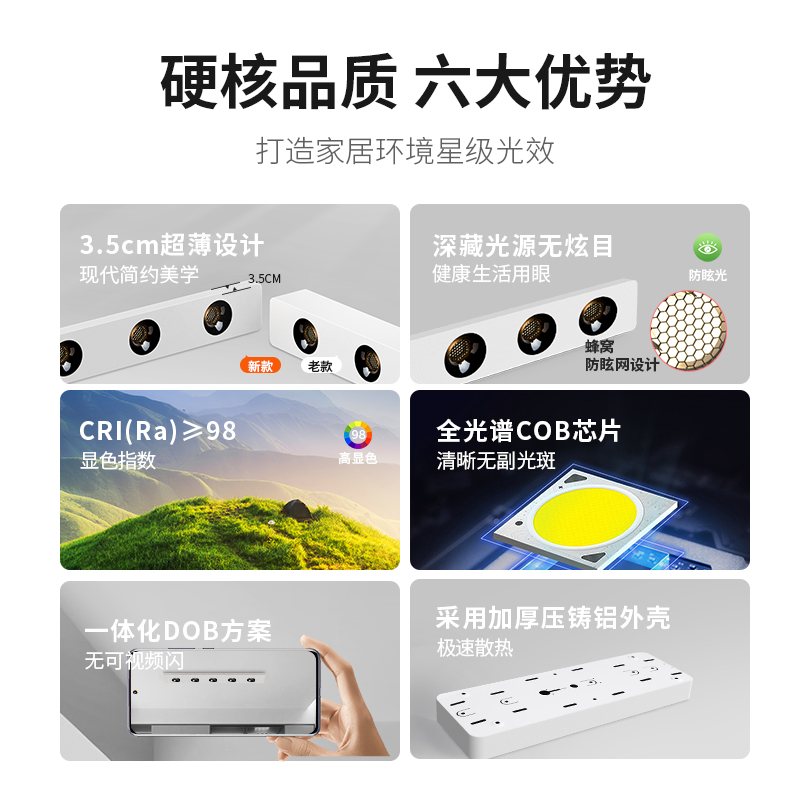 极简长条明装筒灯无主灯客厅走廊过道灯led射灯斗胆灯卧室吸顶灯 - 图0