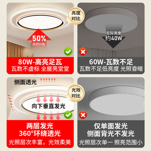 全光谱led吸顶灯遥控卧室2026新款主卧简约现代护眼儿童房间照明 - 图0