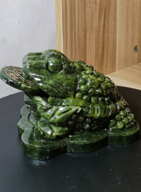 金蝉摆件天然玉石三足金蟾蜍招财装饰品办公室店铺开业礼品工艺品