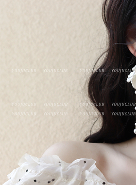 温柔永生花流苏圆脸订婚新娘耳环