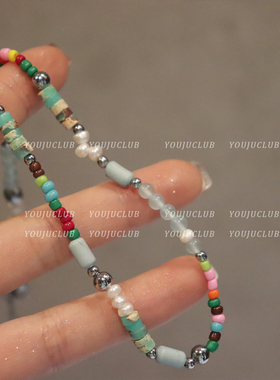 复古千禧辣妹小众手工串珠项链