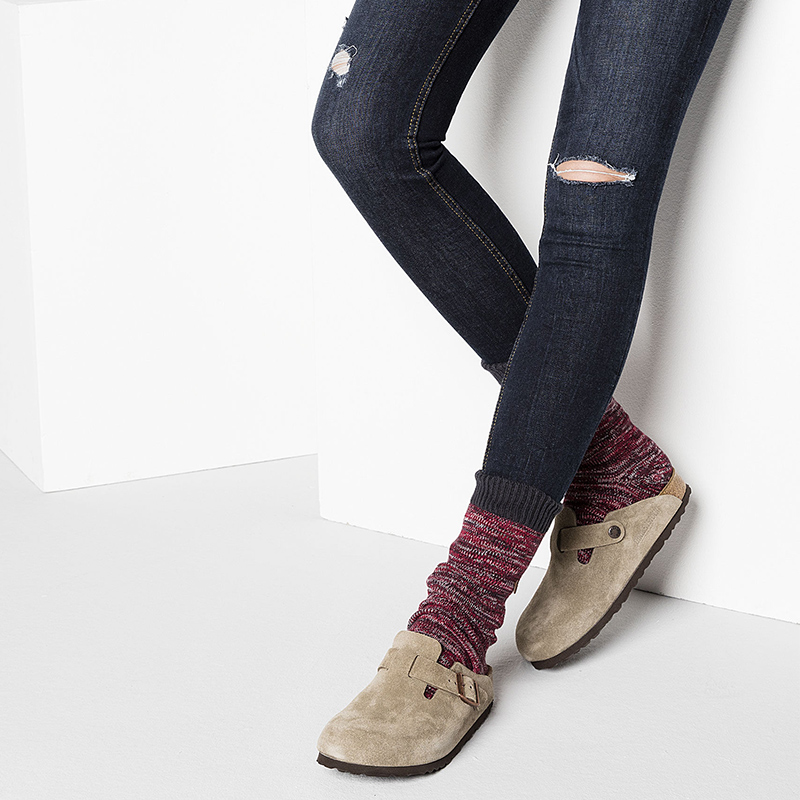 德国正品真皮勃肯鞋Boston博肯鞋男女同款软木软底厚底包头半拖鞋 - 图2