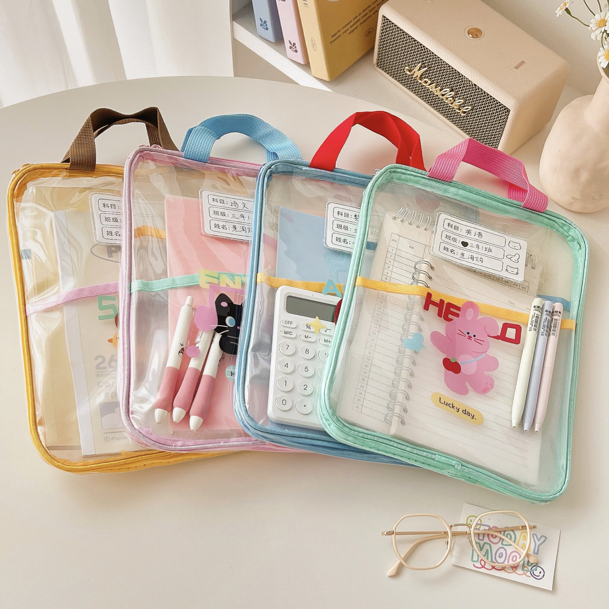 A4透明拉链文件袋加厚大开口拎书袋学生防水考试专用袋可爱补习袋,淘宝优惠券,粉丝福利购,淘宝优惠卷