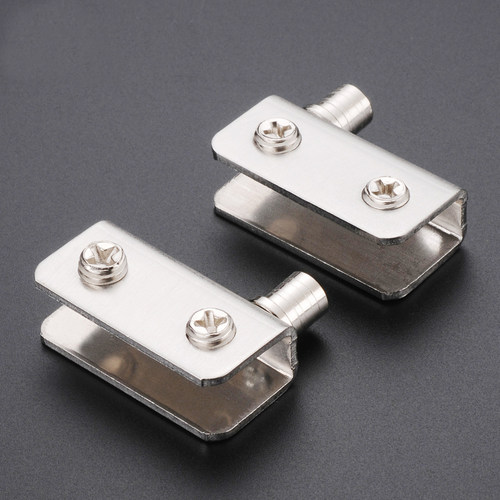 不锈钢玻璃夹储物橱柜展示柜门上下夹轴玻璃门铰链衣柜门转轴合页 - 图1