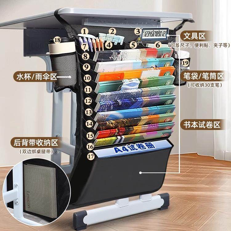 得力大容量加厚桌边挂书袋高中生初中生书袋课桌收纳学生挂桌侧收纳袋书桌书袋挂袋课桌收纳袋开学文具,淘宝优惠券,粉丝福利购,淘宝优惠卷
