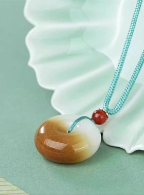 正品金丝玉平安扣糖白玉天然玉石吊坠挂件男女玉坠爱心吊坠