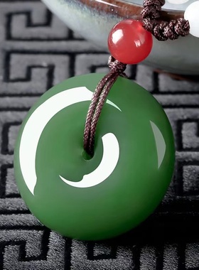 新疆外蒙料和田玉碧玉平安扣