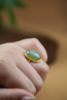18k gold inlaid Russian jasper pink green fluorescent egg ring duck egg blue women's ring