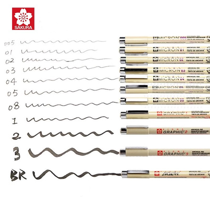 日本樱花牌针管笔美术生动漫画设计手绘图黑色勾线笔极细防水套装 - 图1