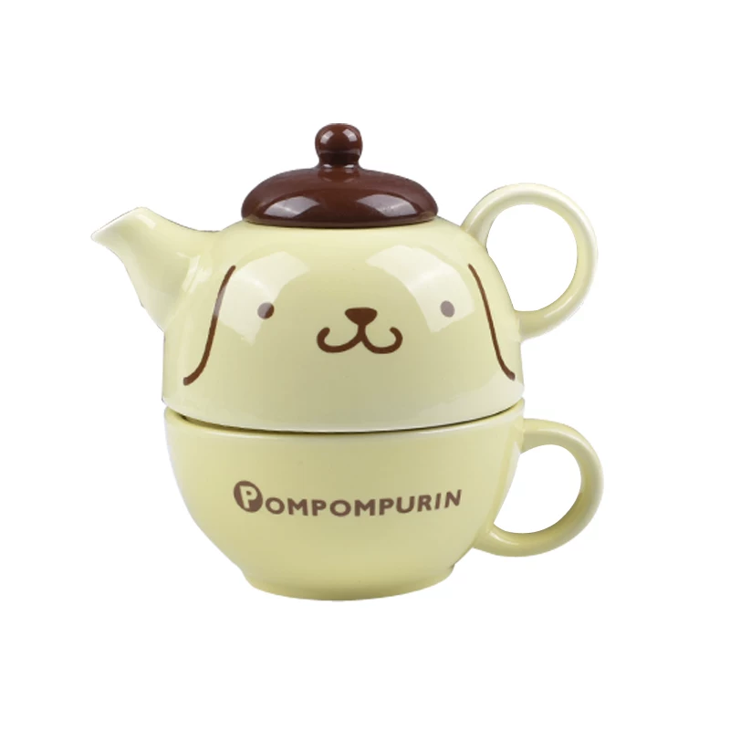 Чайник и чашка Pompompurin, керамика, дизайн «пудинг-дог», набор одно чайник + одна чашка