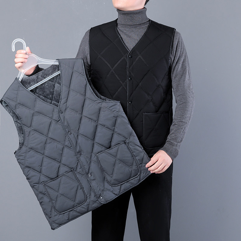 秋冬棉马甲男外穿加绒保暖背心中老年内穿夹棉内胆爸爸装大码坎肩,淘宝优惠券,粉丝福利购,淘宝优惠卷