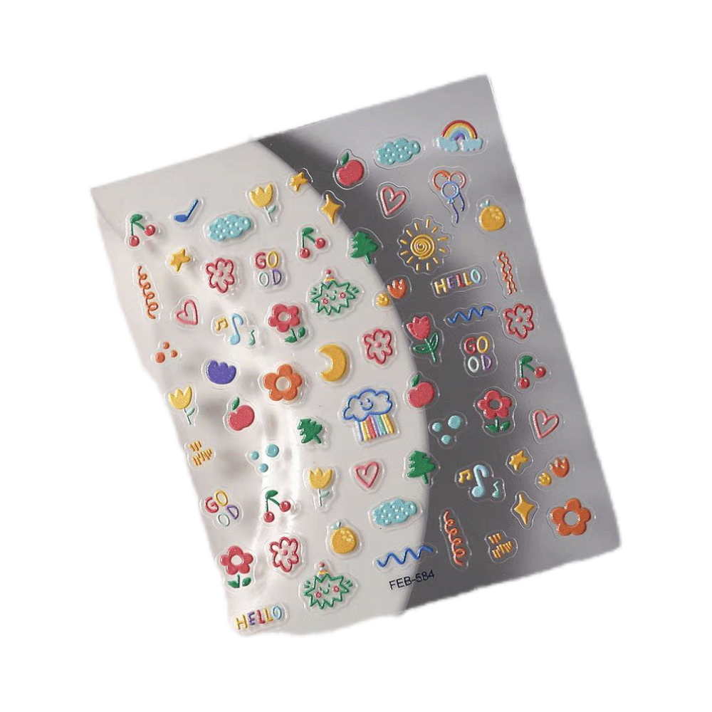 可爱美甲贴纸小红书新款多巴胺同款童趣浮雕立体卡通指甲花朵云朵,淘宝优惠券,粉丝福利购,淘宝优惠卷