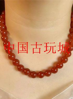 绿玛瑙项链圆珠短款简约复古颈链