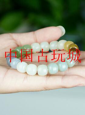 和田白玉多宝手串精选和田玉老型珠手串玉石珠子手串男女同款处理
