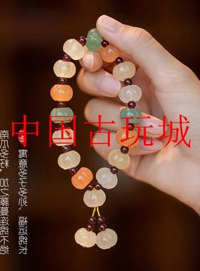 金丝玉彩玉手链女款冰种高级立体