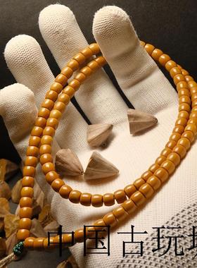 高端原创收藏级橄榄核尖直切颗佛珠手老型桶珠手串念珠盘文玩件