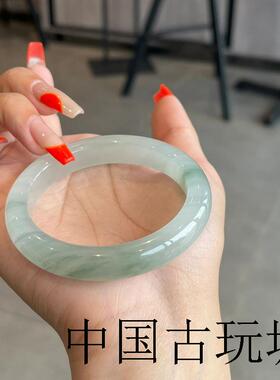 新疆高端正品天山翠玛瑙玉髓手镯冰种雪翠金丝玉镯子媲美翡翠手镯