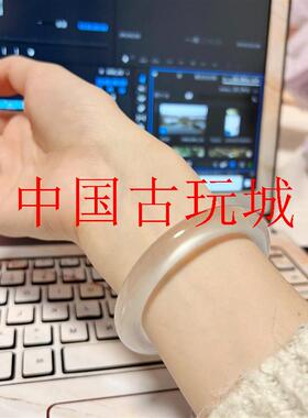 玉髓手镯女款冰种玛瑙小众天然荔枝冻镯子高冰圆条香槟金色玉镯子