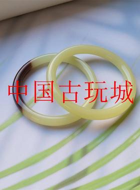 和田玉黄口美人条老糖色手镯