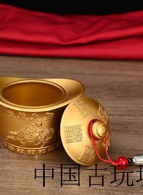收藏级高端避火麒麟元宝盆黄碎石辟壁必火龙罐黄铜摆件高级国风款