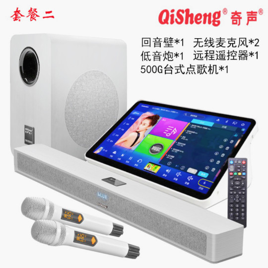 Qisheng Familie Wohnzimmer singen Karaoke Echo Wand Audio Subwoofer Set KTV mit Bluetooth TV Karaoke zu Hause