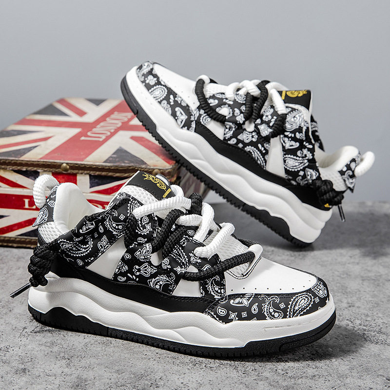 潮牌明星同款面包鞋2024秋季新款板鞋男厚底增高百搭小众设计男鞋