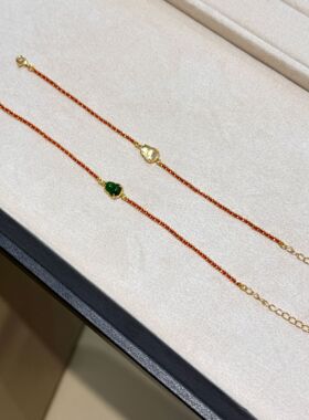 深圳旭佳旭家s925通体纯银天然翡翠四爪葫芦红绳手链女时尚简约