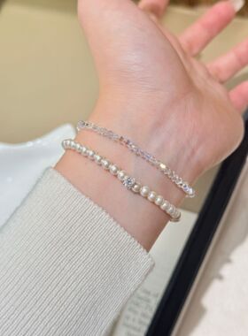 深圳旭佳旭家s925纯银切粒彩色捷克珠手链女轻奢风个性小众气质叠