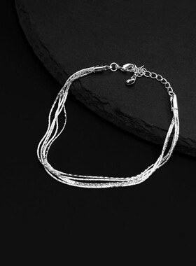 深圳旭佳旭家s925纯银多层手链简约韩式复古风ins手饰品小众叠戴