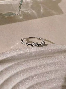 深圳旭佳S999纯银蝴蝶戒指女小众设计食指戒轻奢高级感森系小清新