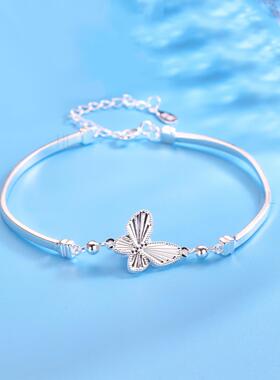 深圳旭佳990足银蝴蝶CNC手链女复古设计轻奢手镯小众新中式中古