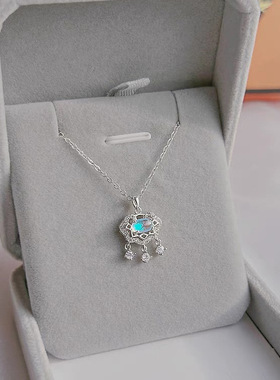 深圳旭佳s999足银平安锁项链轻奢小众设计国风轻奢气质锆石月光石