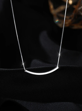 深圳旭佳s925纯银微笑项链2023年新款女轻奢小众设计感弯管百搭