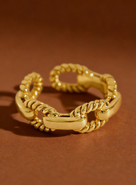 深圳旭佳旭家跨境热卖925纯银多层链条戒指女轻奢复古麻花指环