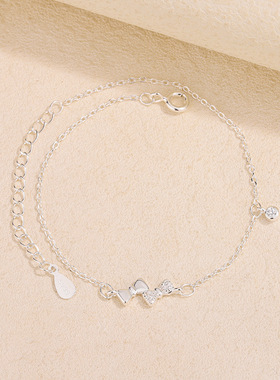 深圳旭佳S999银蝴蝶结手链小众设计韩版闺蜜链轻奢高级感细链手链