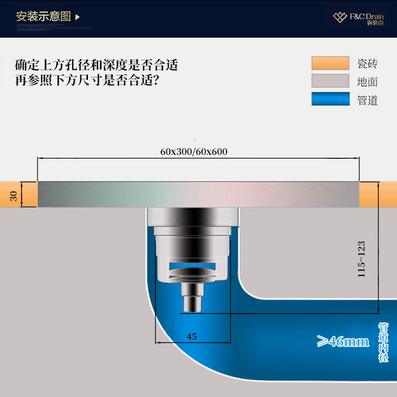 返必克地漏全铜枪灰黑色磁悬浮防反水防臭器隐形加长长条型线性-图3