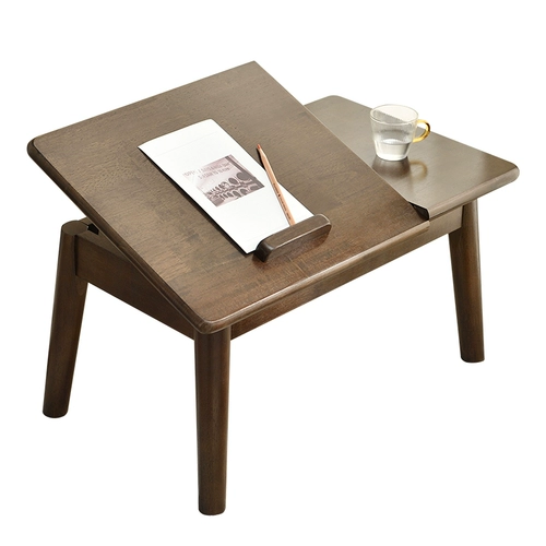 家逸 Полный деревянный бурный стекло на стол бытового ноутбука компьютер таблица Татами Балкон Маленький журнальный столик Умный низкий стол 炕 Стол.