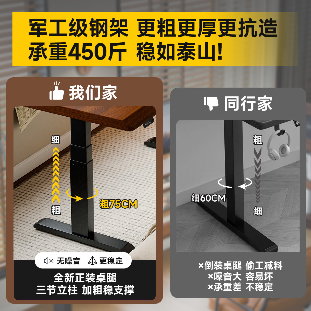 电动升降桌实木书桌台式电脑桌电竞桌学习桌家用办公桌子工作台,淘宝优惠券,粉丝福利购,淘宝优惠卷