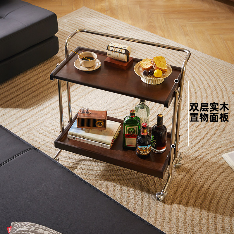 实木可移动小推车阳台边几简约沙发边柜茶几客厅餐厅置物架桌子,淘宝优惠券,粉丝福利购,淘宝优惠卷