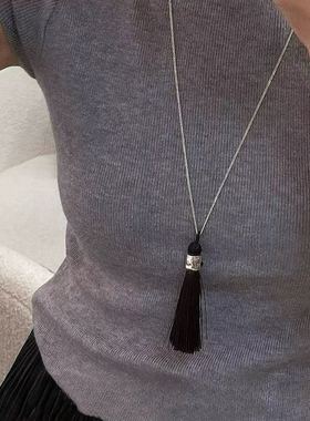 韩单孤品特价静媛同款S925纯银毛刷流苏毛衣链流苏百搭项链高级感