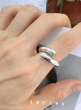 情侣款实心光面戒指s925纯银极简