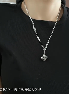 s925纯银复古骰子魔方吊坠