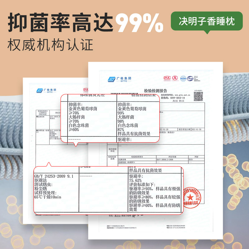 雅兰家纺决明子枕头枕芯家用单双人枕整头枕芯颈椎护颈枕一对装 - 图1