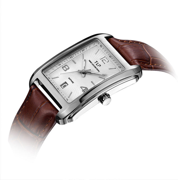 tlp长方形男士防热水皮带石英表 tlp国产腕表