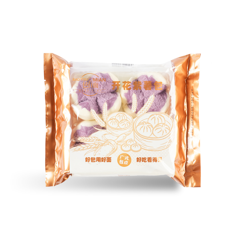 包有面开花紫薯包220g 营养早餐速冻馒头广式特色花式粗粮点心 - 图2