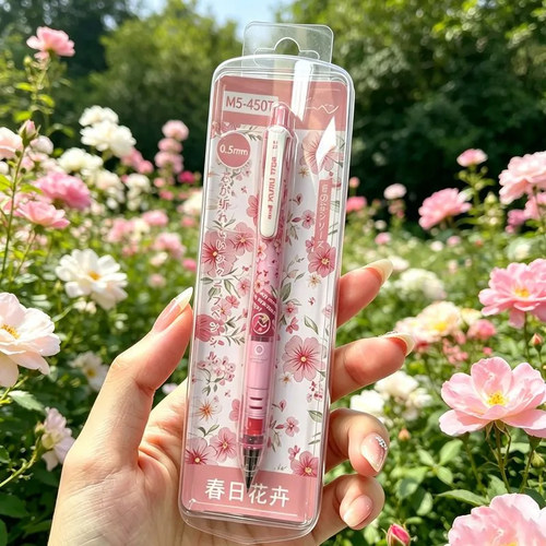 Uni三菱春日花卉旋转自动铅笔M5-450T活动铅笔Kuru Toga学生0.5 - 图0