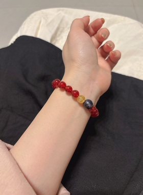 2026年新款天然红玛瑙手链女款小众叠戴手串紫色饰品转运