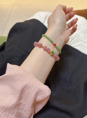2026年新款天然粉水晶手链女款小众叠戴手串紫色饰品转运