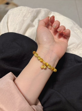 招财黄虎眼2026年新款莲蓬莲子吊坠转运珠手串气质百搭新中式手链