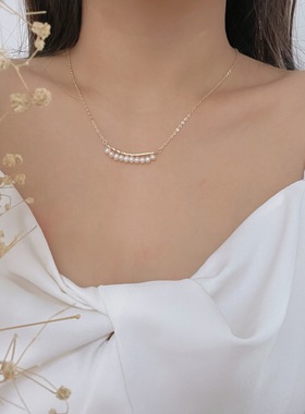 轻奢小众淡水珍珠微笑项链送女友